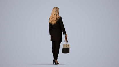 realistic 3D woman casual walking, scanned archviz people for Blender and 3ds Max, side view render