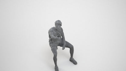 3D people model man sport, scanned human for 3ds Max rendering, wireframe three-quarter view