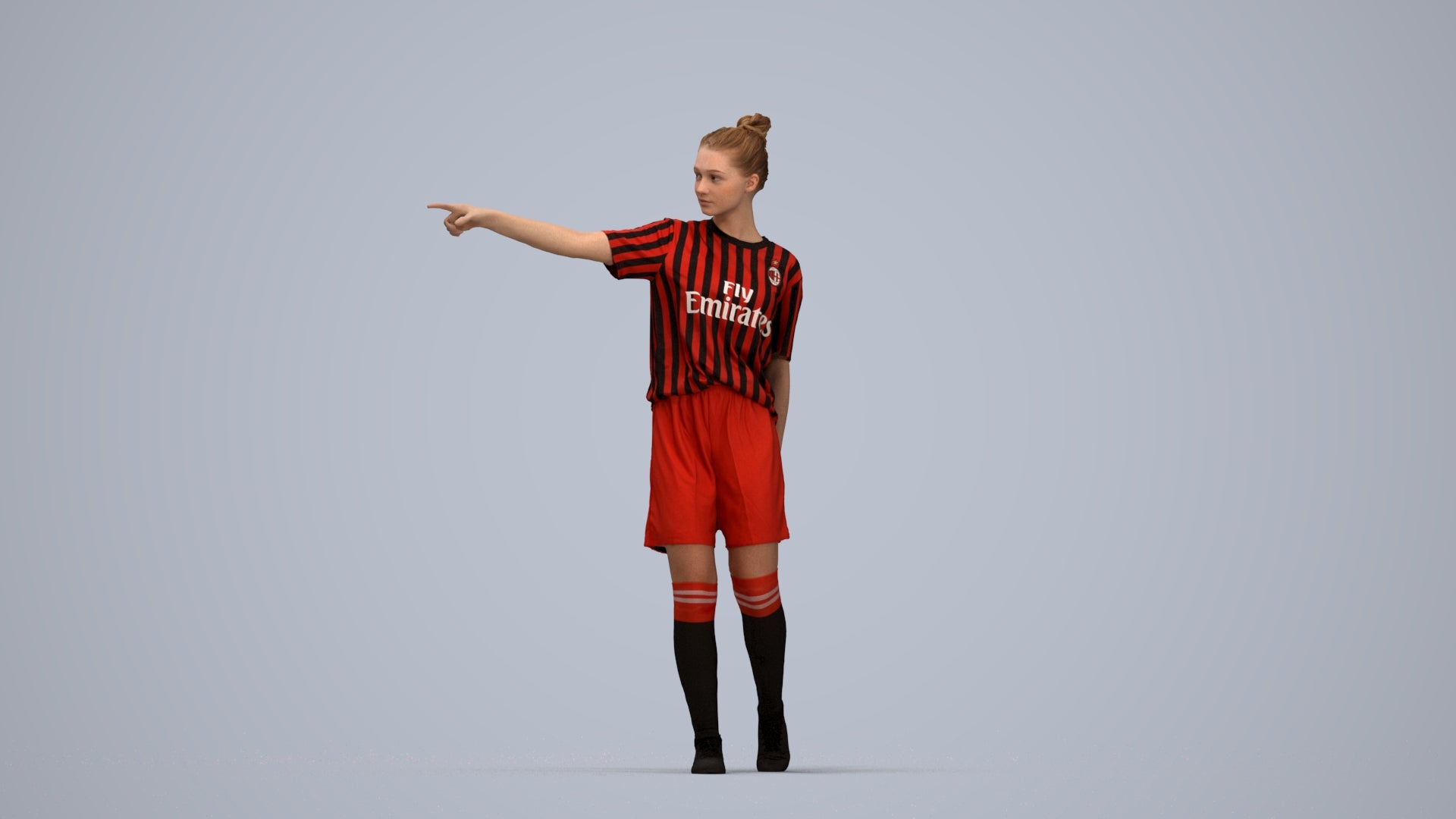3D scanned girl sport, photorealistic archviz people for Enscape and SketchUp, top-down view render