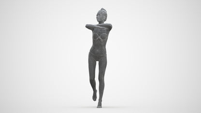 photogrammetry 3D woman pool, realistic human model archviz FBX, three-quarter front view render