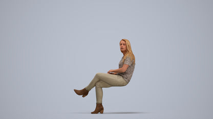 realistic 3D people woman casual sitting, render-ready for V-Ray and Corona, FBX OBJ, standing pose render