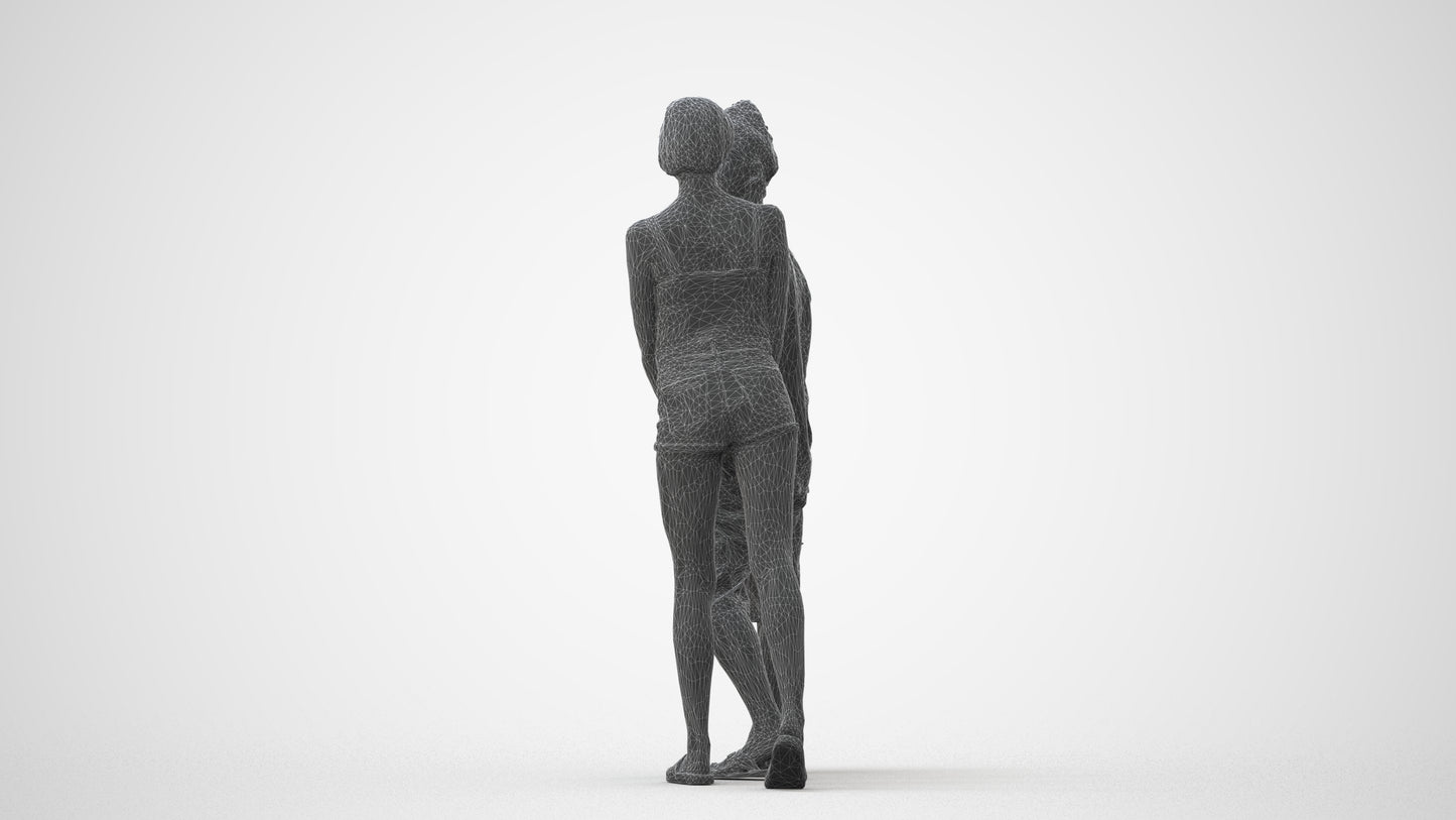 3D people model woman couple, scanned human for 3ds Max rendering, square thumbnail