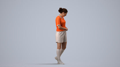 3D human model woman sport, photogrammetry scanned person for archviz, side view render