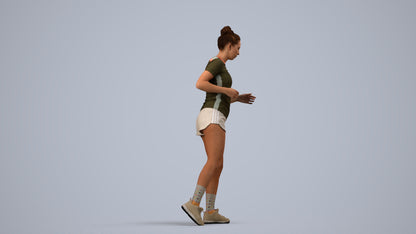 3D people model woman sport, scanned human for 3ds Max rendering, side view render