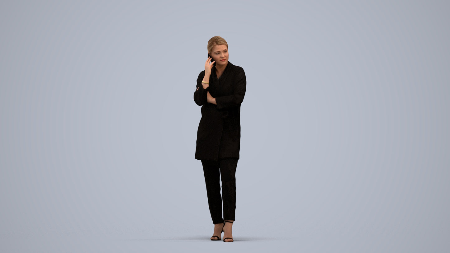 realistic 3D people woman business standing, render-ready for V-Ray and Corona, FBX OBJ, standing pose render