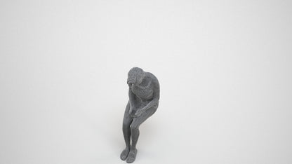 realistic 3D woman casual sitting, scanned archviz people for Blender and 3ds Max, wireframe three-quarter view