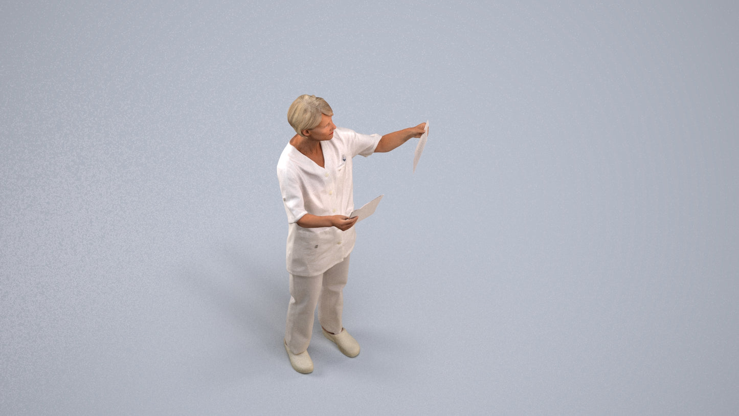 scanned 3D senior woman medical, photogrammetry people for Enscape and V-Ray, back view render