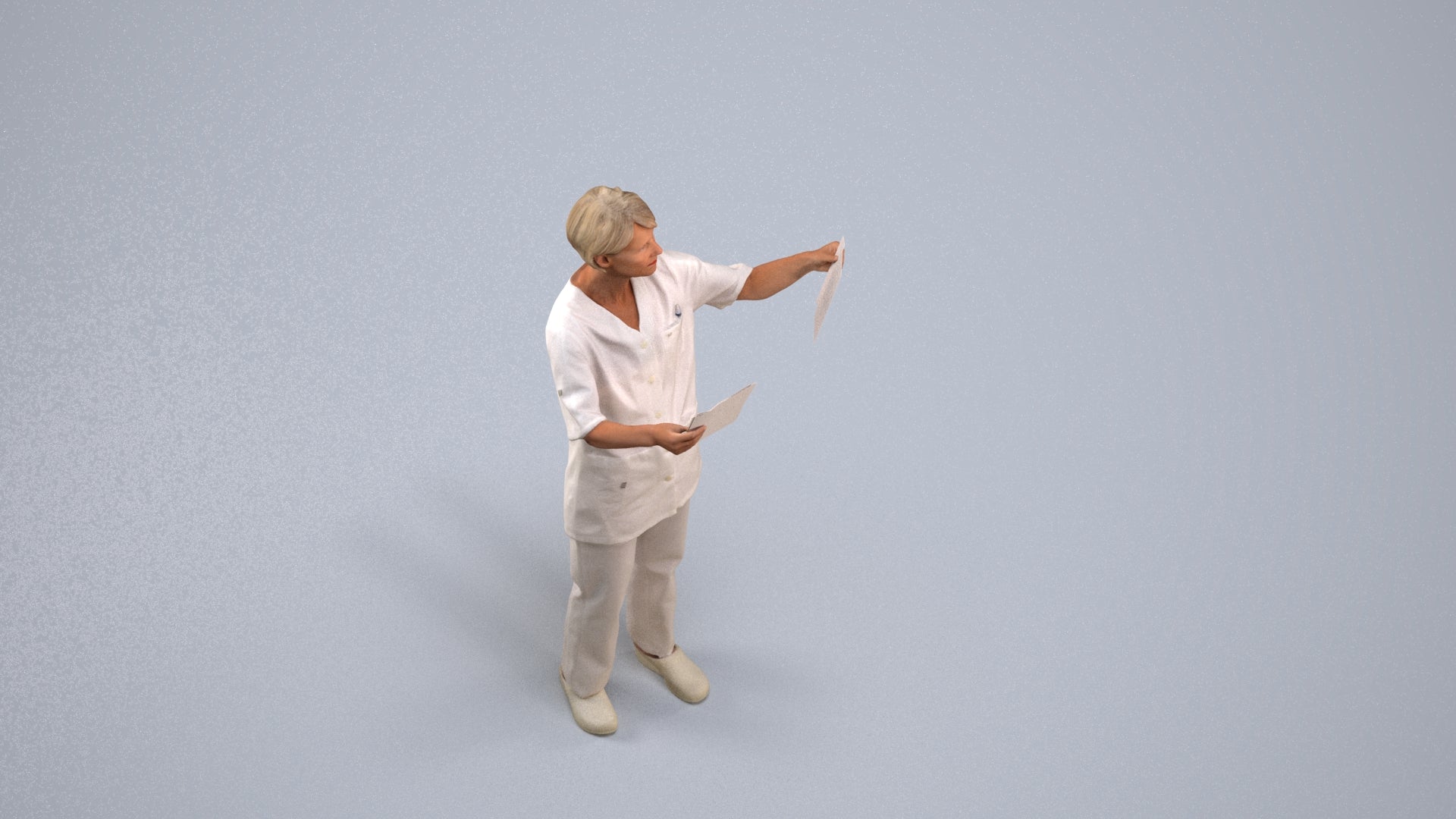 scanned 3D senior woman medical, photogrammetry people for Enscape and V-Ray, back view render