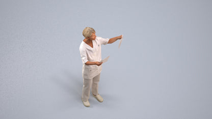 scanned 3D senior woman medical, photogrammetry people for Enscape and V-Ray, back view render