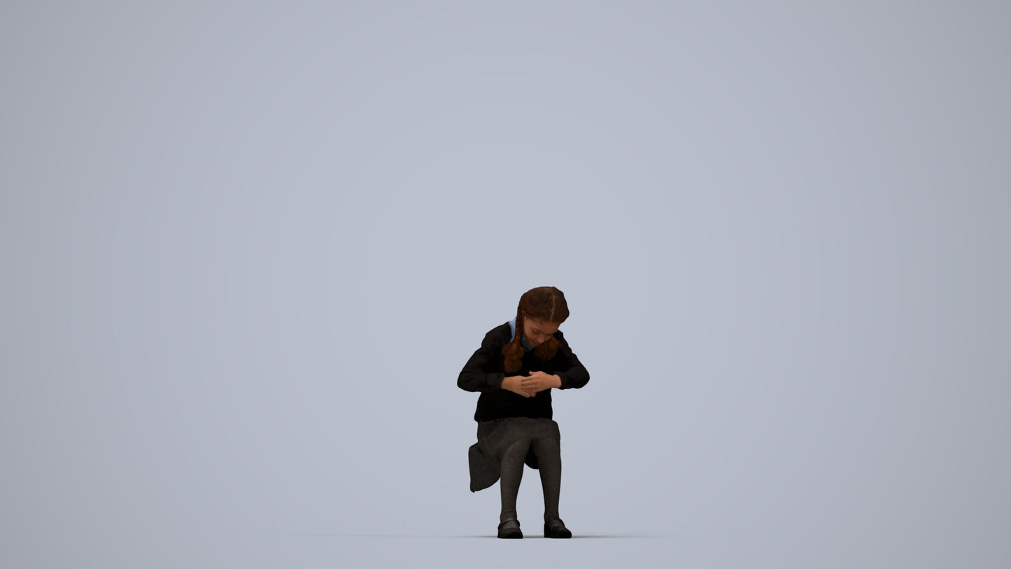 realistic 3D woman kids, scanned archviz people for Blender and 3ds Max, top-down view render