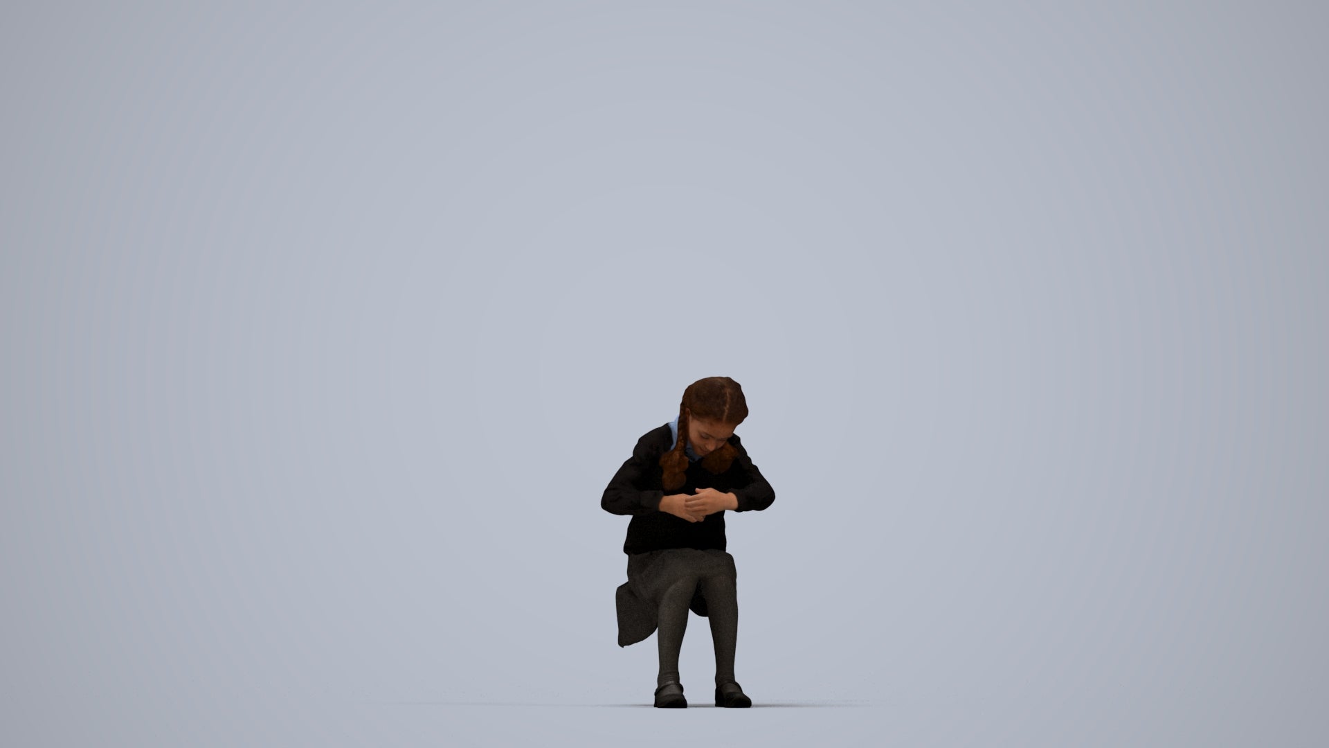 realistic 3D woman kids, scanned archviz people for Blender and 3ds Max, top-down view render
