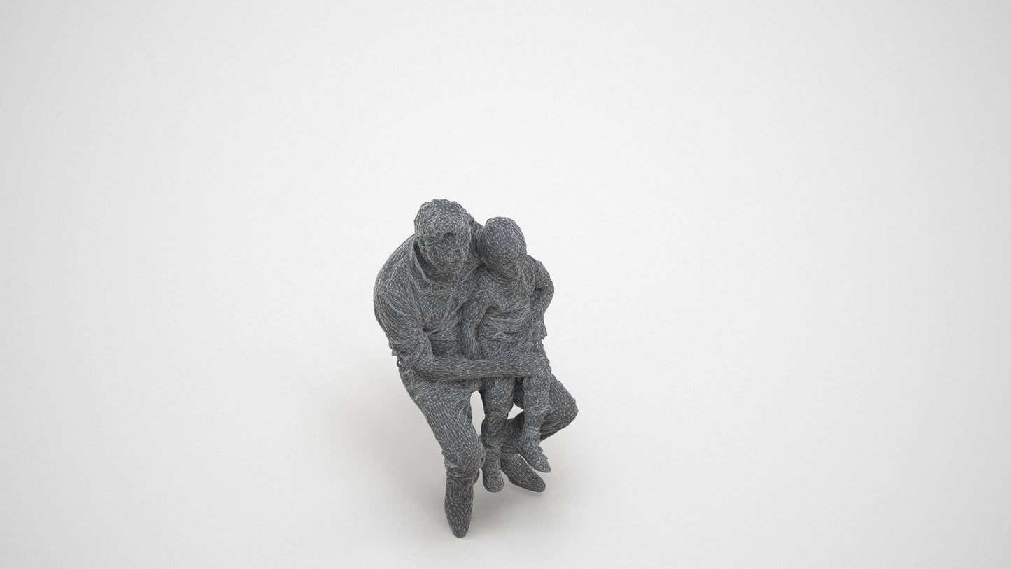 3D people model boy casual kids, scanned human for 3ds Max rendering, wireframe three-quarter view