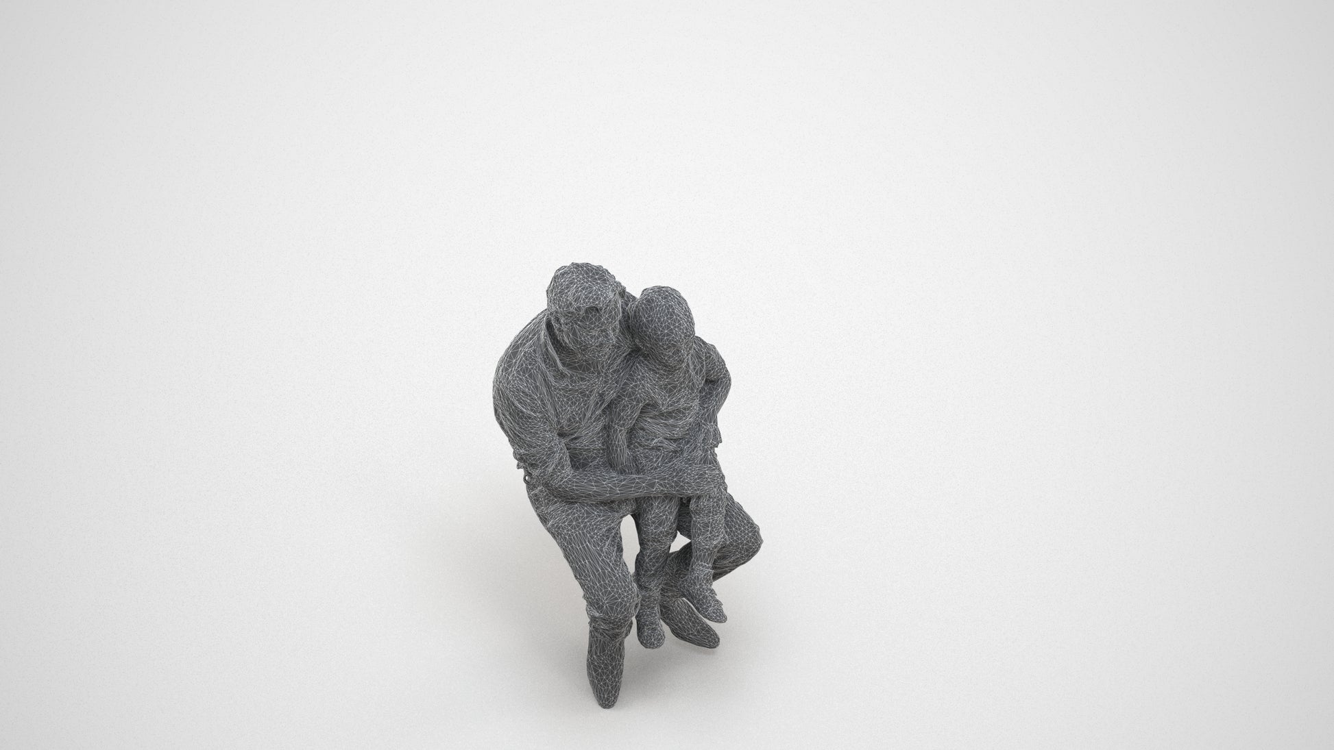 3D people model boy casual kids, scanned human for 3ds Max rendering, wireframe three-quarter view
