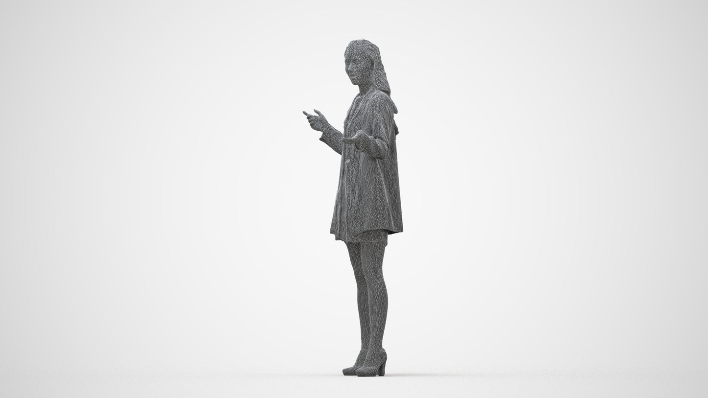 realistic 3D woman business, scanned archviz people for Blender and 3ds Max, wireframe back view