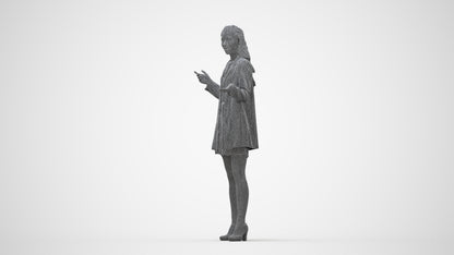 realistic 3D woman business, scanned archviz people for Blender and 3ds Max, wireframe back view
