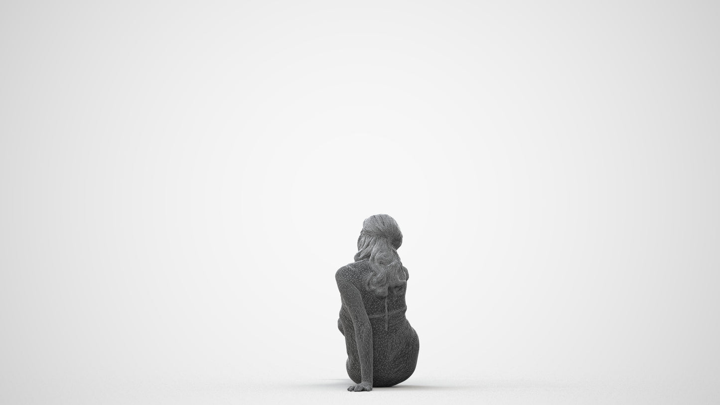 3D human model woman pool, photogrammetry scanned person for archviz, square thumbnail