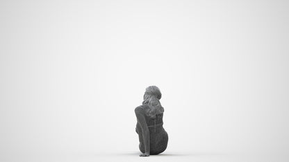 3D human model woman pool, photogrammetry scanned person for archviz, square thumbnail