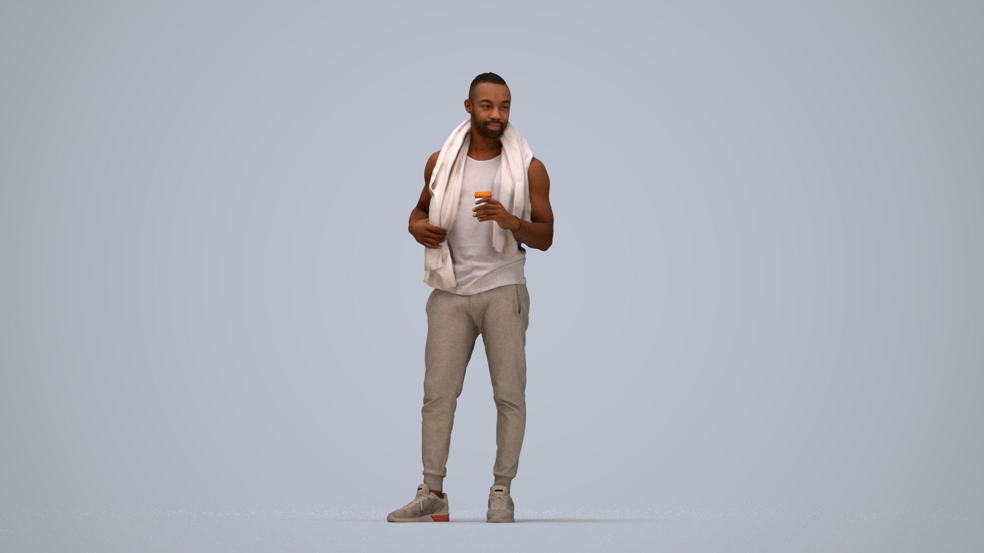realistic 3D people man casual sport, render-ready for V-Ray and Corona, FBX OBJ, top-down view render