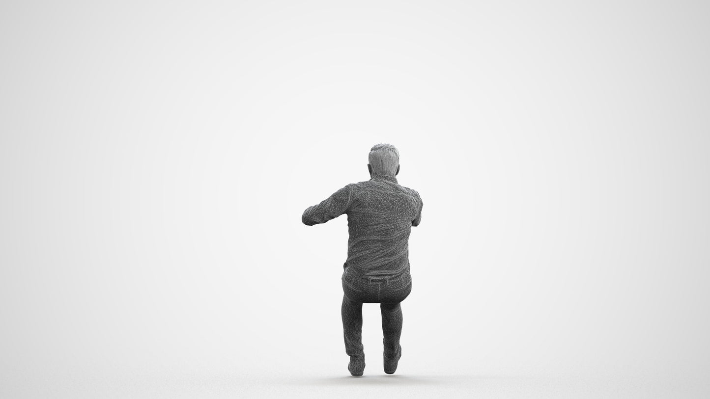 realistic 3D people man casual driving, render-ready for V-Ray and Corona, FBX OBJ, wireframe front view