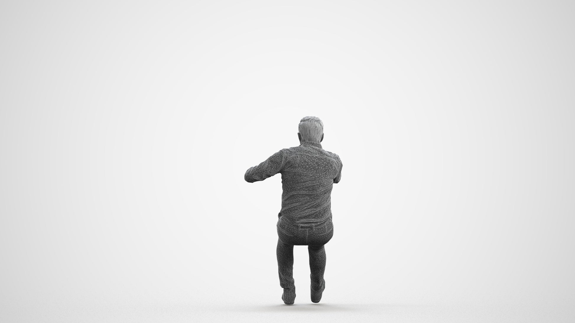 realistic 3D people man casual driving, render-ready for V-Ray and Corona, FBX OBJ, wireframe front view