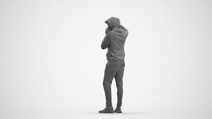 realistic 3D people man casual standing, render-ready for V-Ray and Corona, FBX OBJ, wireframe front view