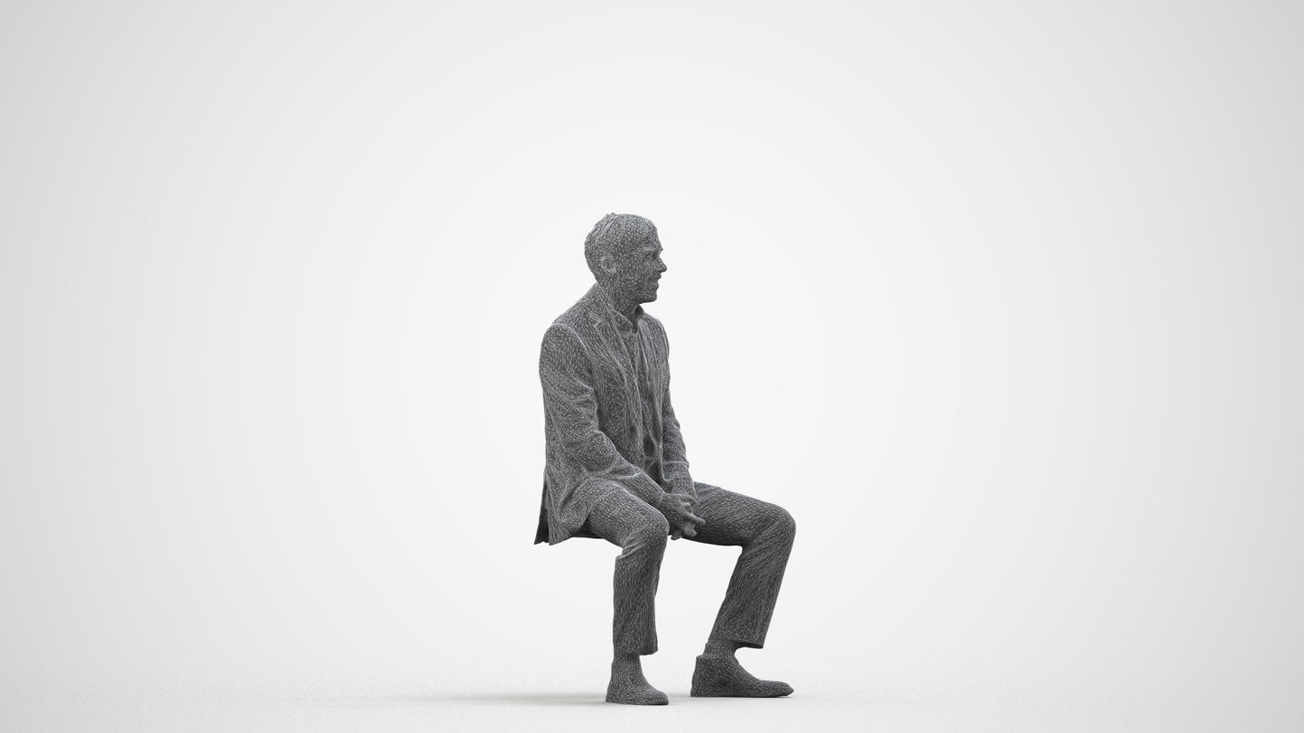 realistic 3D human man business, archviz people FBX OBJ for Blender, wireframe side view