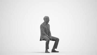 realistic 3D human man business, archviz people FBX OBJ for Blender, wireframe side view