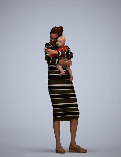 3D scanned girl kids casual, photorealistic archviz people for Enscape and SketchUp