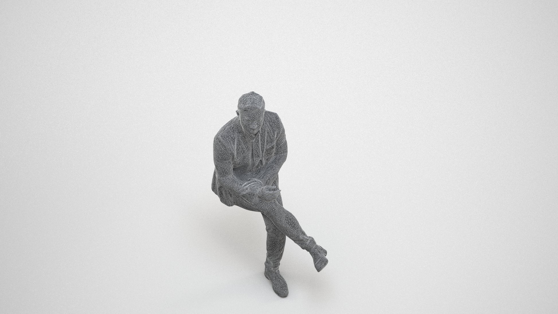realistic 3D people man business, render-ready for V-Ray and Corona, FBX OBJ, wireframe three-quarter view
