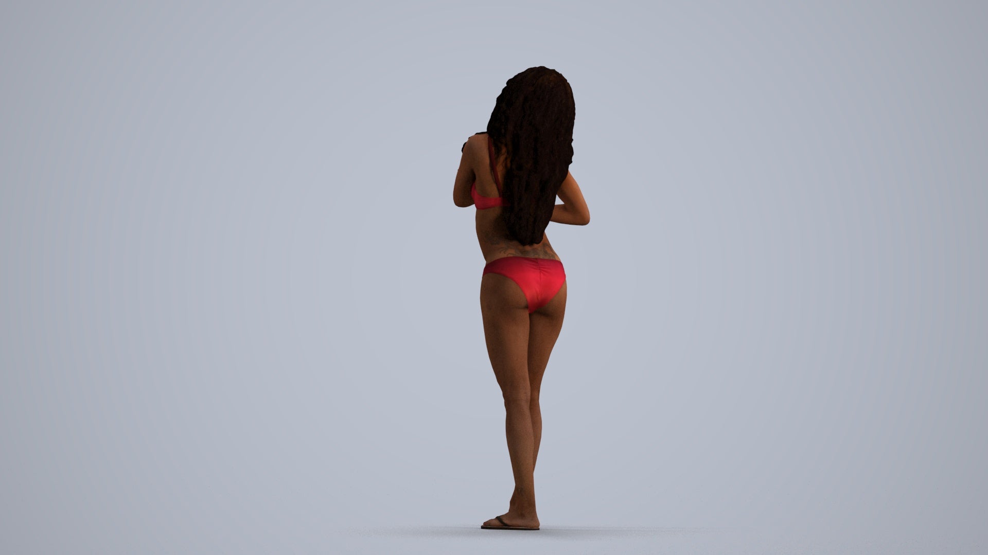 3D scanned woman pool, photorealistic archviz people for Enscape and SketchUp, front view render