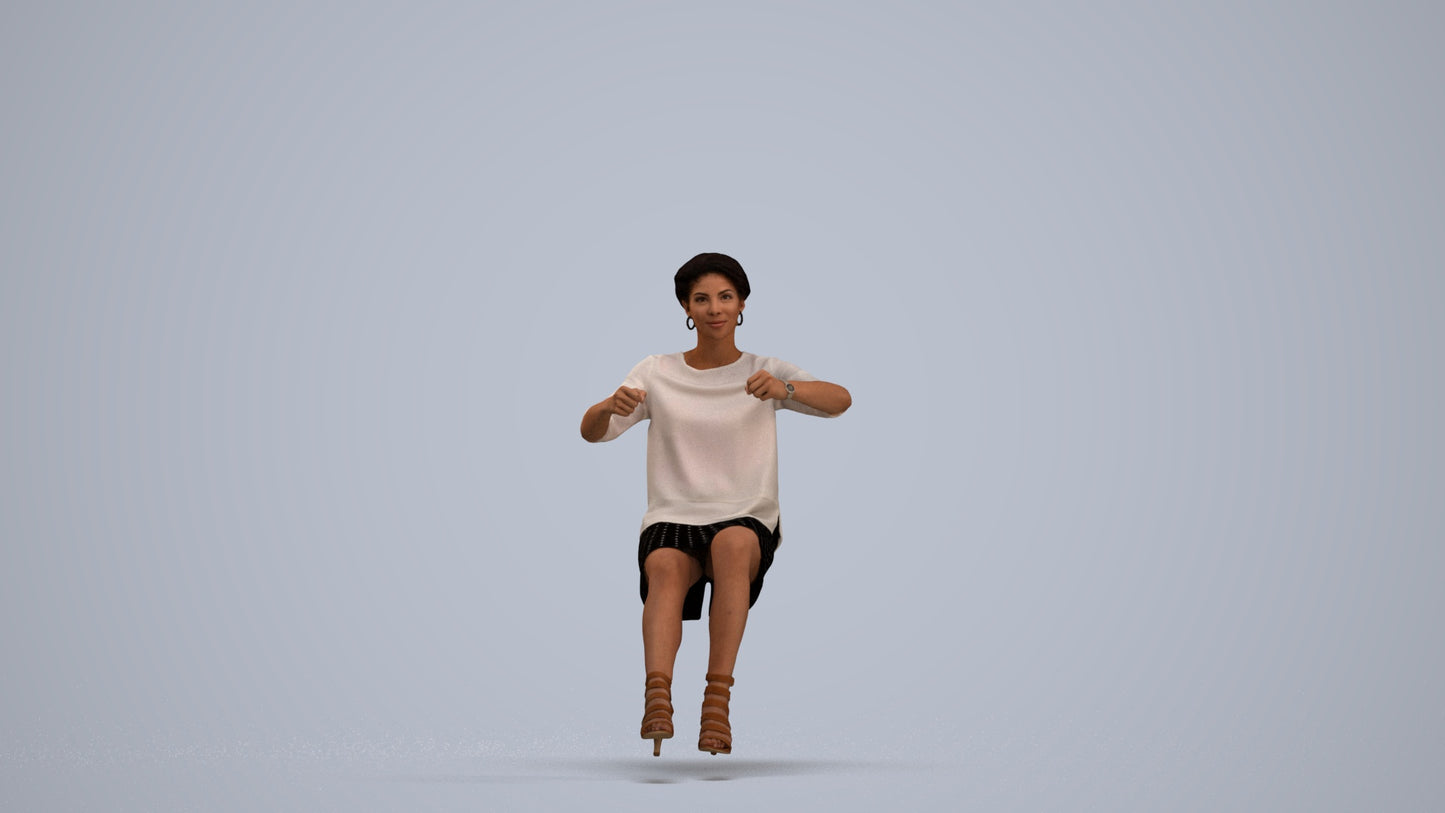 3D scanned woman driving casual, photorealistic archviz people for Enscape and SketchUp, standing pose render