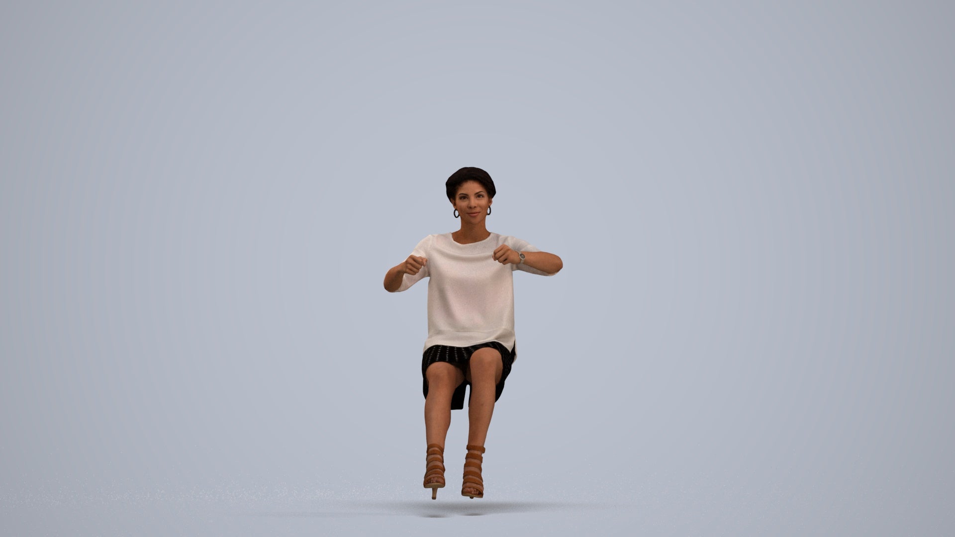 3D scanned woman driving casual, photorealistic archviz people for Enscape and SketchUp, standing pose render
