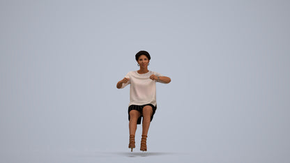 3D scanned woman driving casual, photorealistic archviz people for Enscape and SketchUp, standing pose render