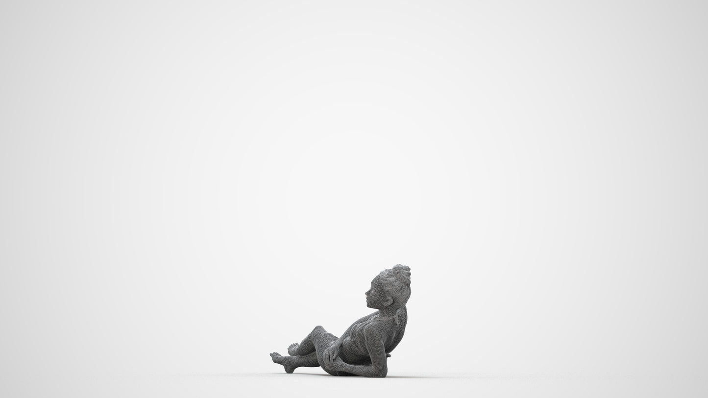 realistic 3D woman pool, scanned archviz people for Blender and 3ds Max, wireframe back view