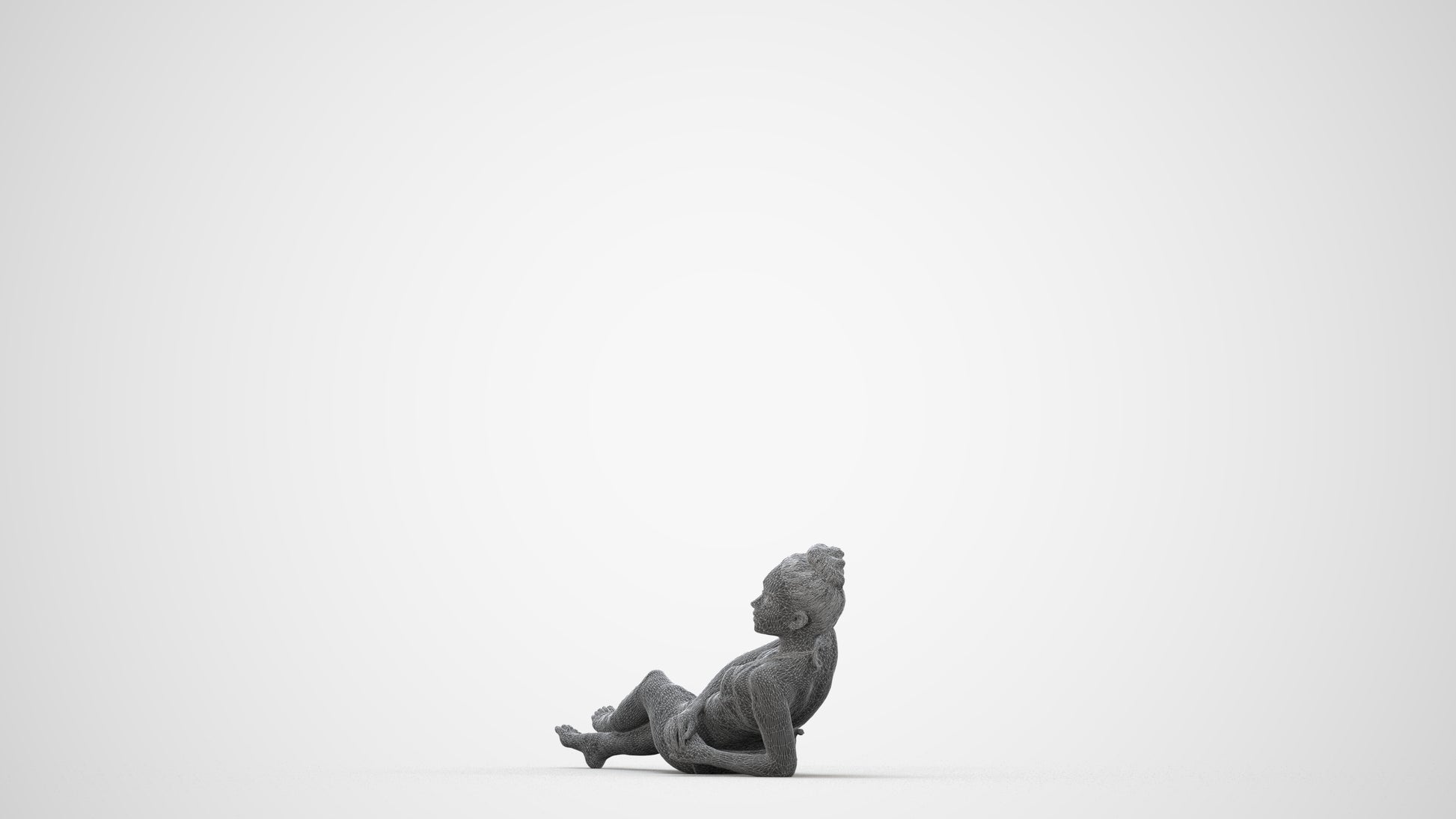 realistic 3D woman pool, scanned archviz people for Blender and 3ds Max, wireframe back view