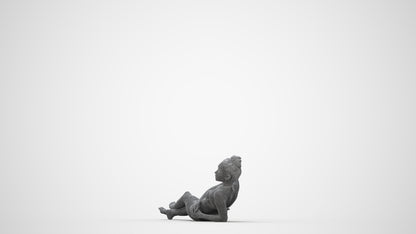 realistic 3D woman pool, scanned archviz people for Blender and 3ds Max, wireframe back view