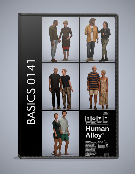 scanned 3D people couple collection, 5 photogrammetry models for Enscape and V-Ray