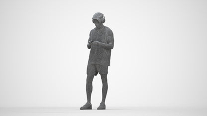 realistic 3D human man sport standing, archviz people FBX OBJ for Blender, wireframe back view