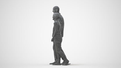 photogrammetry 3D senior woman couple, realistic human model archviz FBX, square thumbnail