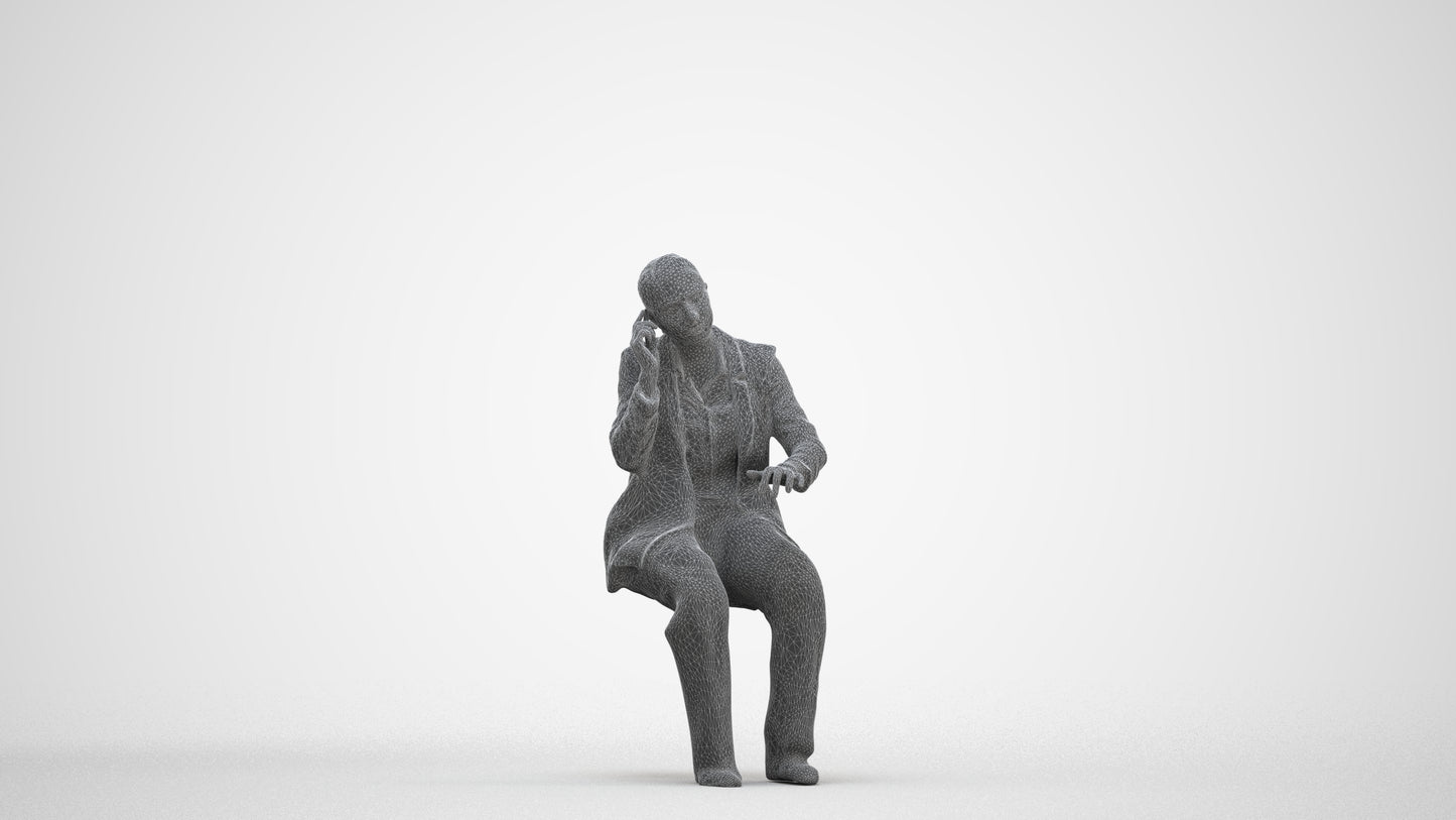 scanned 3D woman business, photogrammetry people for Enscape and V-Ray, three-quarter front view render