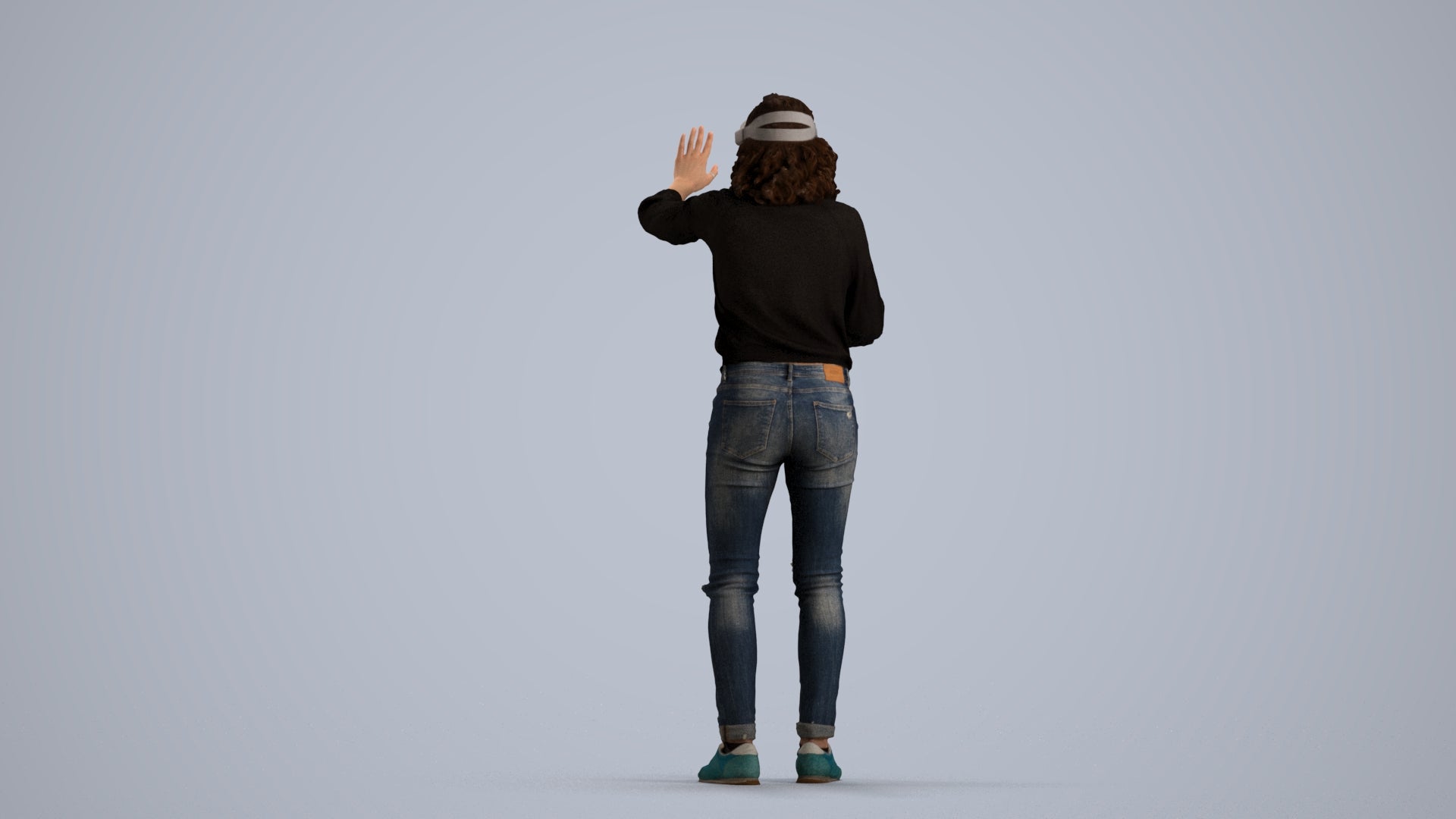 realistic 3D human woman casual standing, archviz people FBX OBJ for Blender, front view render