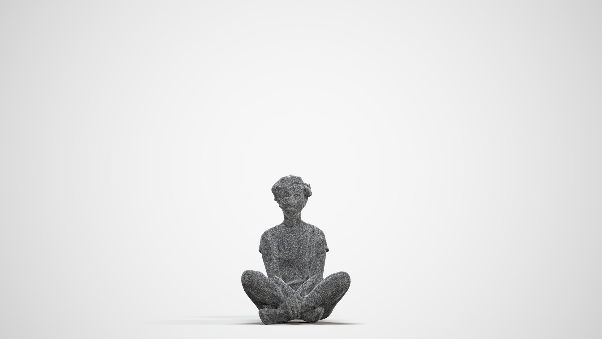realistic 3D woman sitting, scanned archviz people for Blender and 3ds Max, three-quarter front view render