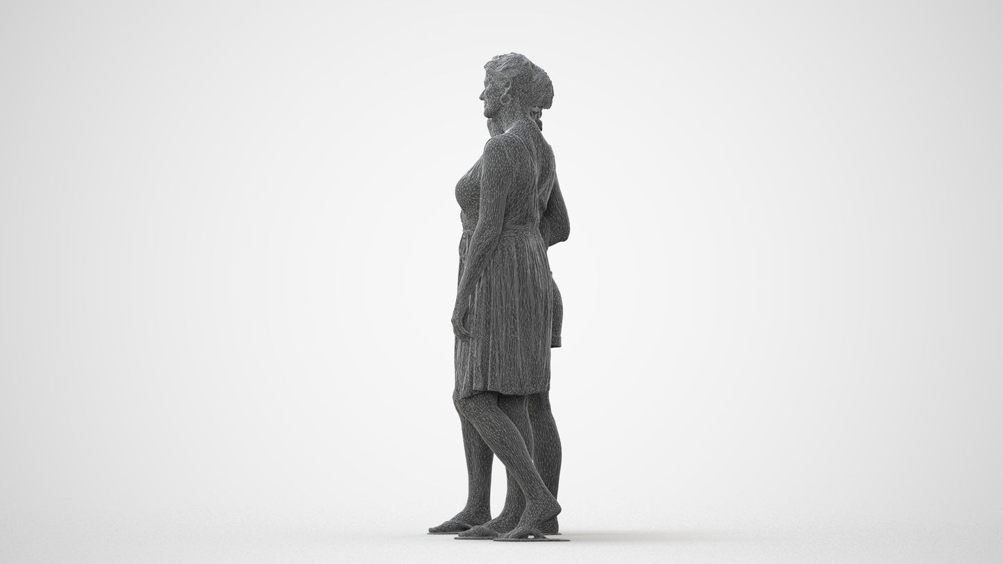 3D people model woman casual couple, scanned human for 3ds Max rendering, square thumbnail