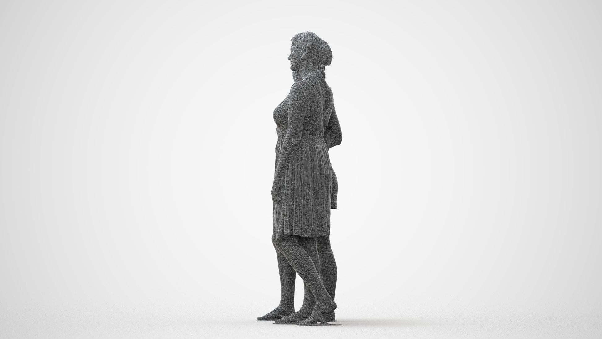 3D people model woman casual couple, scanned human for 3ds Max rendering, square thumbnail