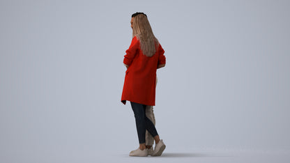 realistic 3D human man casual couple, archviz people FBX OBJ for Blender, three-quarter view render