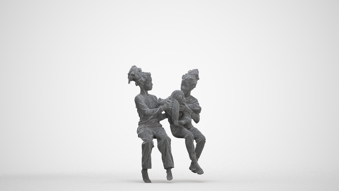 realistic 3D people girl kids, render-ready for V-Ray and Corona, FBX OBJ, three-quarter front view render