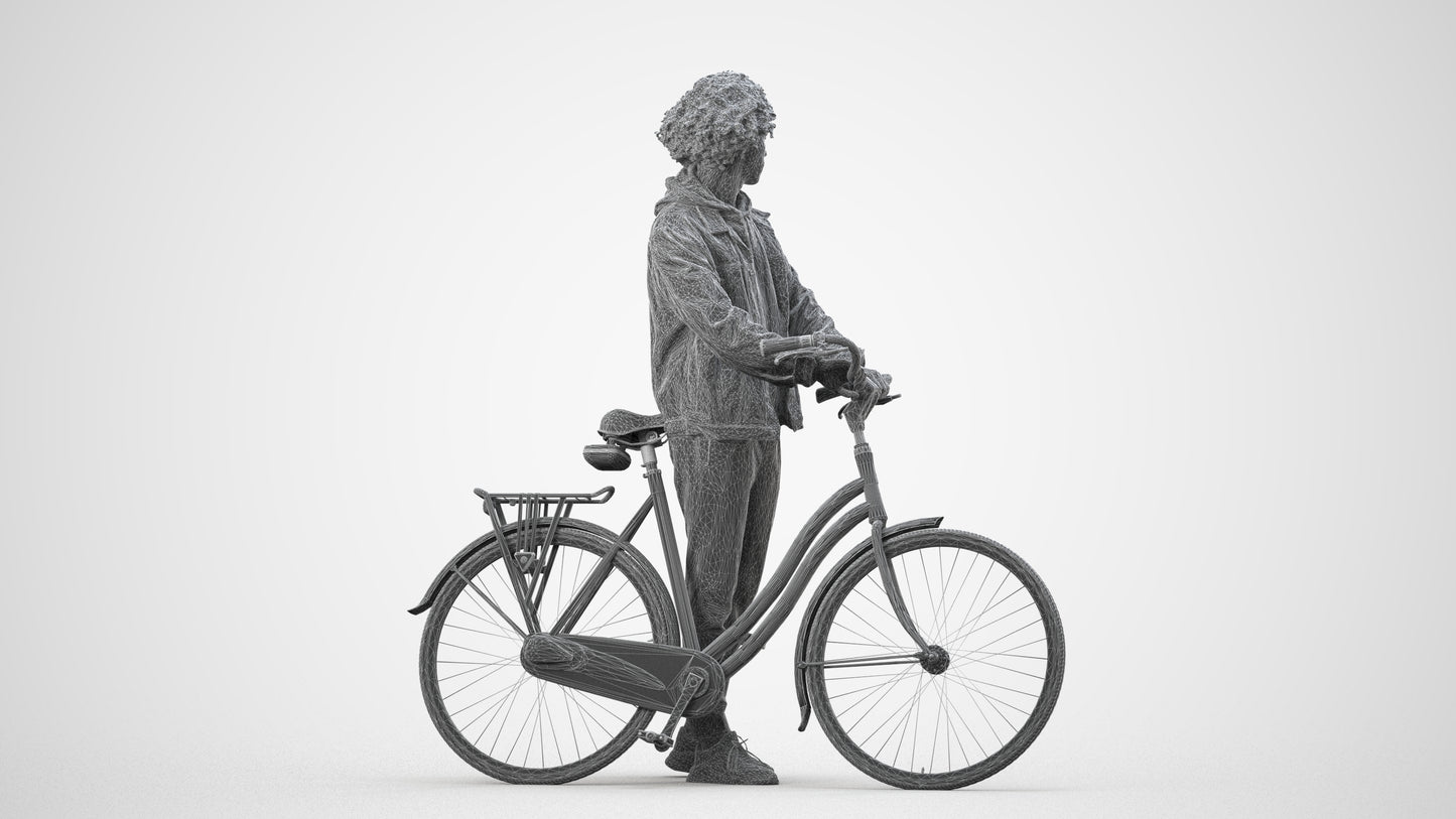 photogrammetry 3D man casual shopping, realistic human model archviz FBX, wireframe side view