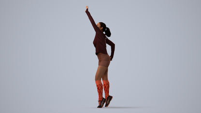 realistic 3D human woman sport, archviz people FBX OBJ for Blender, three-quarter view render