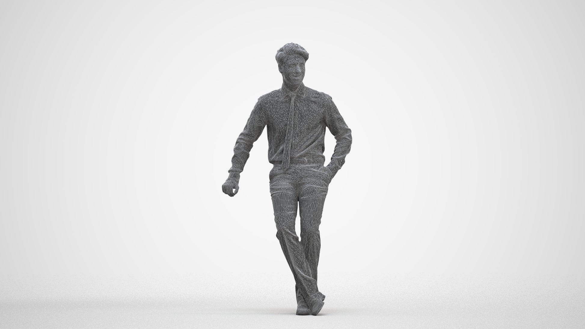 realistic 3D human man business, archviz people FBX OBJ for Blender, three-quarter front view render
