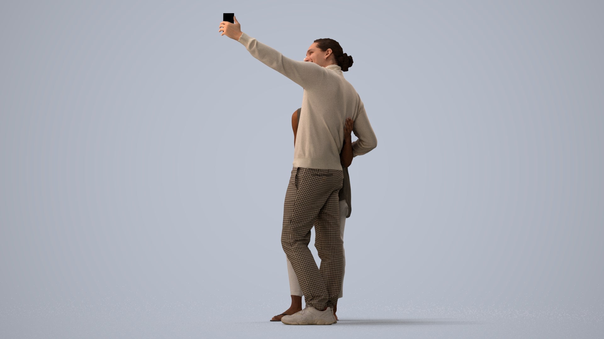 scanned 3D woman casual standing, photogrammetry people for Enscape and V-Ray, three-quarter view render